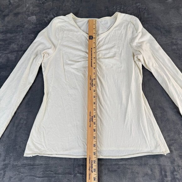Maurices Y2K XL Long Sleeve Button Henley Top White Flare Sleeve Minimal Classic - Picture 4 of 8